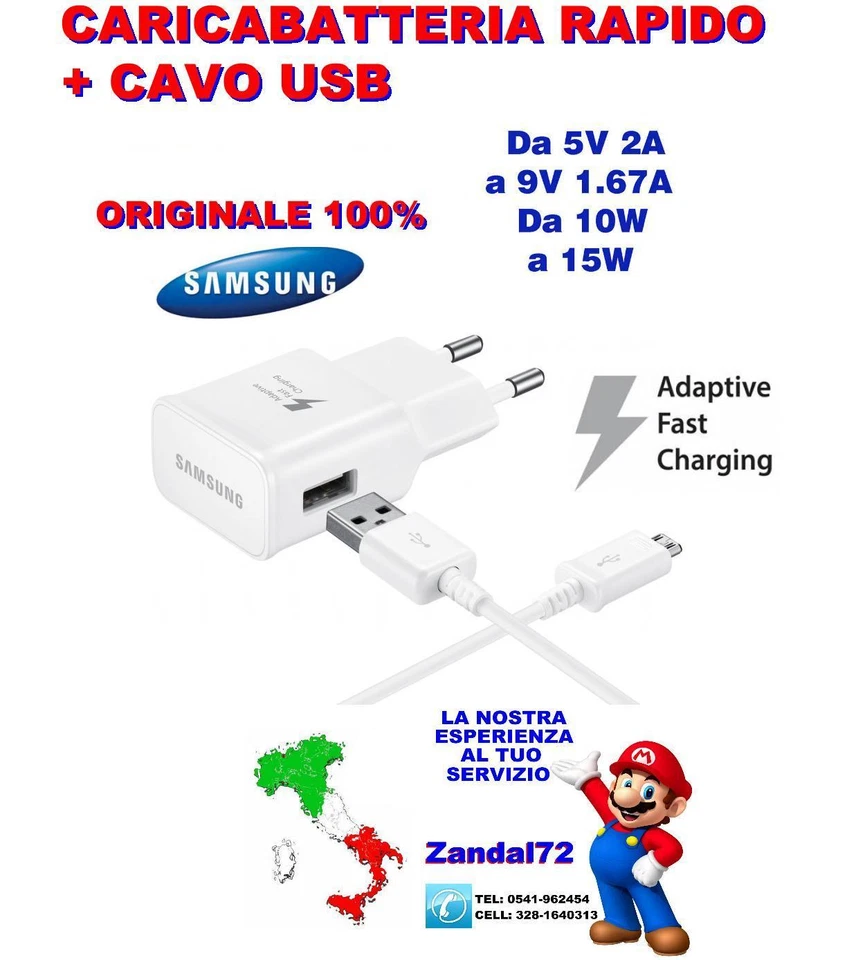CARICABATTERIA RAPIDO EP-TA20EWE + CAVO USB  ORIGINALE GALAXY S6 S7 EDGE - Immagine 1 di 1