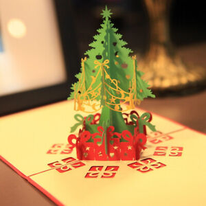 3D Pop Up Card Christmas Tree Greeting Baby Gift Holiday Happy New Hot Cards