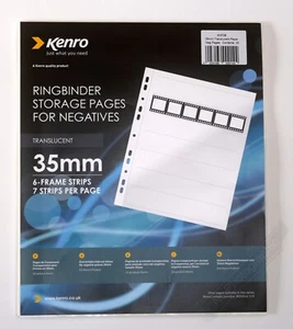 Kenro Negative Storage Pages for 35mm Film 25 Pages Translucent Acid Free - Picture 1 of 2