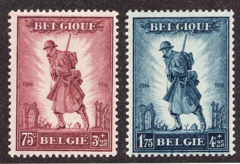 1932 Бельгия Sc #B123-24 полу-почтовый - Первой мировой войны мемориальный фонд - MH Cv $160 - Изображение 1 из 1