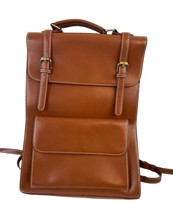 ECOSUSI Vegan Leather Backpack Vintage Brown Orange Book Bag for 14 Inch Laptop - Image 1 of 4