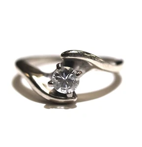 Anillo de compromiso solitario diamante redondo 0,28 quilates oro blanco 14k certificado GIA 2,8 g - Imagen 1 de 8