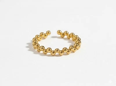 18k Gold Plated Danity Adjustable Ball Beaded Stacking Ring - Image 1 of 2
