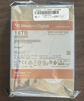 Western Digital NUEVO WD SELLADO 16TB Rojo Pro NAS SATA HDD Interno HDD WD161KFGX Foto 1 de 4