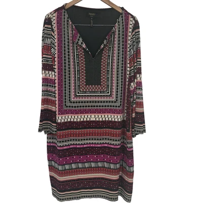 Vestido midi tejido jersey elástico Laundry by Shelli Segal para mujer XL estampado geométrico Foto 1 de 4