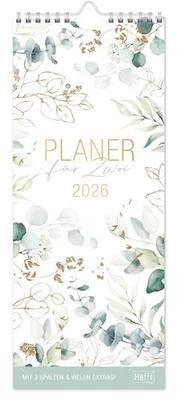 HÄFFT-VERLAG GMBH Häfft Planer für Zwei Kompakt 2026 Wandkalender "Blattgold" 3-spaltig 9979-6