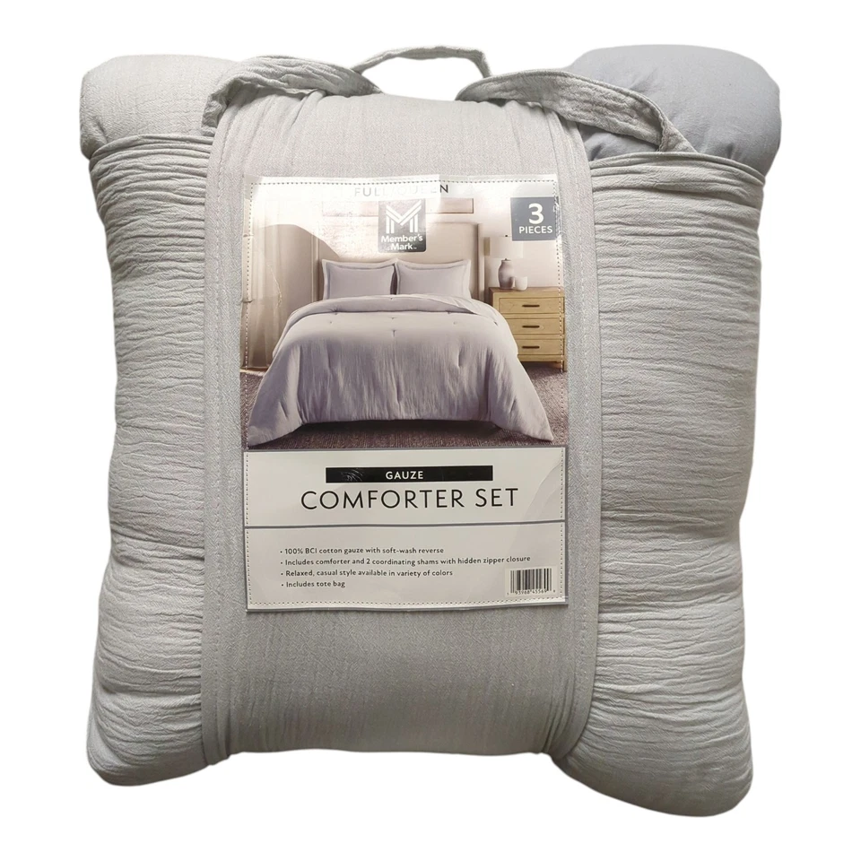 Member's Mark 3 Piezas Gasa de Algodón con Juego de Edredón Reverso Sólido, Completo/Reina Foto 1 de 1
