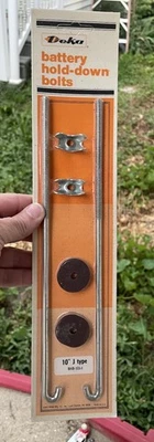 Kit de arandela y tuerca de perno tipo J de retención de batería de 10" de colección NOS para automóvil Foto 1 de 2