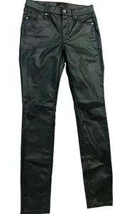 WHBM Y2K Coated High Rise Black Skinny Jeans Modal Size 0 Slim Fit Glam - Picture 1 of 10