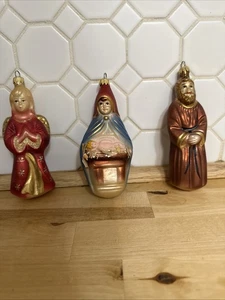 VTG Christmas Blown Glass Ornaments Lillian Vernon Germany Nativity 3 Pieces - Picture 1 of 12