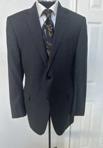 Current Ermenegildo Zegna Men Gray Check Two Buttons Side Vents Jacket 44 R - Picture 1 of 9