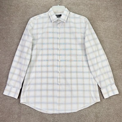 Bar III Men’s Slim Fit Plaid Long Sleeve Dress Shirt Size 16 32/33 Large Stretch - Image 1 of 4