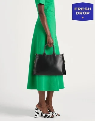 Bolso de Mano Pollini de Cuero Grande Negro Correa Desmontable PVP€600 Hecho en Italia Foto 1 de 4