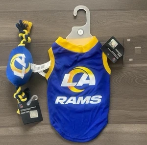 NFL Licencia Oficial LA Rams Nuevo con Etiquetas Perro Cuerda Pelota Masticable Juguete y Camisa Mediana - Imagen 1 de 8