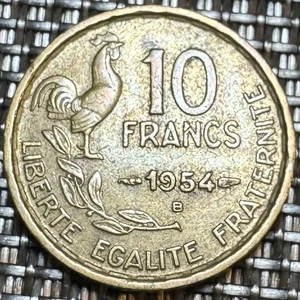 1954 B GUIRAUD 10 FRANCS COIN (1314) SEE PHOTOS - Picture 1 of 2