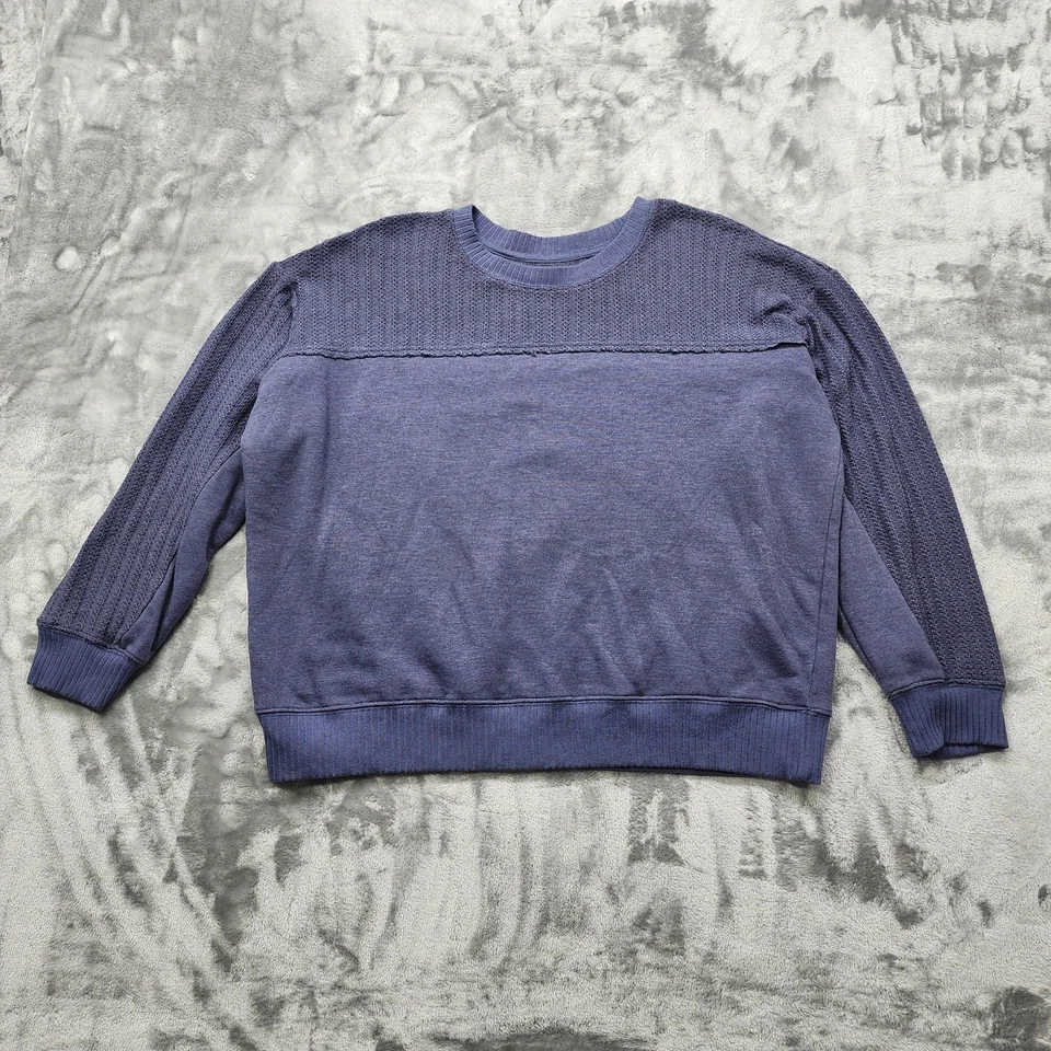 Maurices Sweatshirt XL Blue Knit Mixer Crew Neck Pullover Cotton Blend Casual - Image 1 of 4
