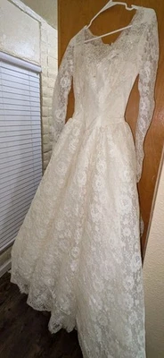 Vestido de novia Alfred Angelo original talla 10 blanco encaje manga larga Foto 1 de 3