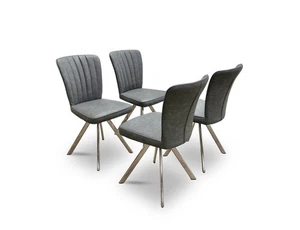 Furniture Village 'Vegas' Dark Grey Faux Leather Swivel Dining Chairs - Set of 4 - Picture 1 of 7