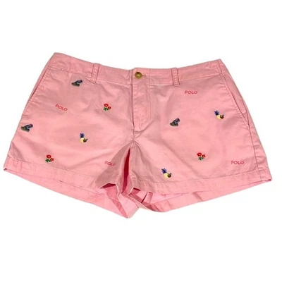Polo Ralph Lauren Rosa Bordado Chino Corto Mujer Talla 4 Piña Verano Playa Foto 1 de 4