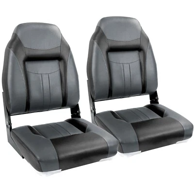 NORTHCAPTAIN Deluxe Charcoal/Black High Back Folding Boat Seat, 2 Seats - Image 1 of 4