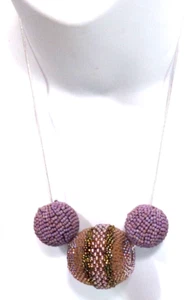 UNIQUE ARTIST BEADWORK ARTWORK NECKLACE SILVER PLATE CHAIN 18" J88CR AZ27 - Picture 1 of 16
