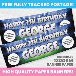 FOOTBALL BIRTHDAY BANNER PERSONALISED ANY NAME PHOTO PARTY BANNERS GIRL BOY - Picture 1 of 3