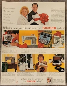 1960 Singer Sewing Machine Type Writer Phonograph Sewhandy Print Ad Donna Reed - Picture 1 of 1