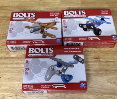 Bolts Erector By Meccano Construction Set Of 3 Biplane, Plane, & Helicopter - Image 1 of 4