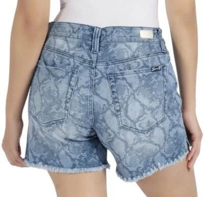 Seven7 Womens 5" Weekend Denim Fray Hem Short, Python Indigo, Size 4 - Image 1 of 4