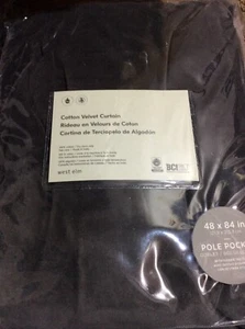 West Elm One (1) Cotton Velvet Curtain 48x84 Slate Gray NWT! Drape - Picture 1 of 2