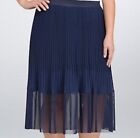 Size 3 (22W-24W) - NEW Women's Torrid Navy Chiffon Mesh Pleated Midi Skirt 