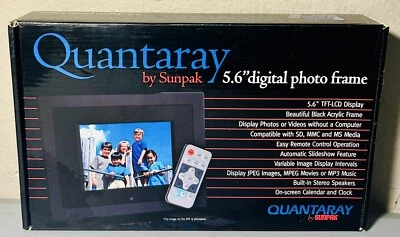 New Quantaray 5.6” Digital Photo Frame LCD Display w Remote Speakers Clock NIB ￼ - Image 1 of 3