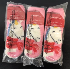 Girl's XS/S (Shoe Size11-1) 2 Pair -3 Pack Unicorn Hearts Cozy Crew Socks NEW - Picture 1 of 6