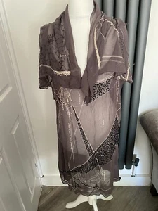 Stunning ALL SAINTS Unusual Jellicles Brown Shift Dress Viscose & Silk Small - Picture 1 of 5