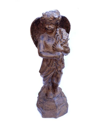 "Estatua de querubín de jardín de 22"" de alto acabado óxido de hierro fundido" Foto 1 de 4