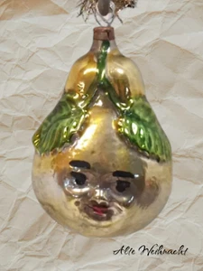 ❉Alte Weihnacht❉ Christbaumschmuck BIRNE MIT GESICHT Lauscha/Thüringen - Bild 1 von 3