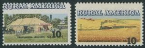 1974, USA RURAL AMERICA, TWO STAMPS OF 10C, BLUE COLOR SHIFTS, NH, SC. #1505-06 - Picture 1 of 2