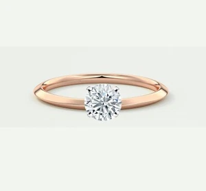 IGI E/VVS 1 Ct Round Cut Lab Created Grown Diamond Engagement Ring 14K Rose Gold - Picture 1 of 2
