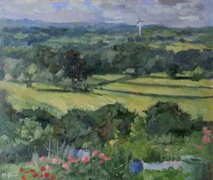 HELEN TARR ORIGINAL Kingswood from Wotton-under-edge cotswolds glos OIL PAINTING - Picture 1 of 3