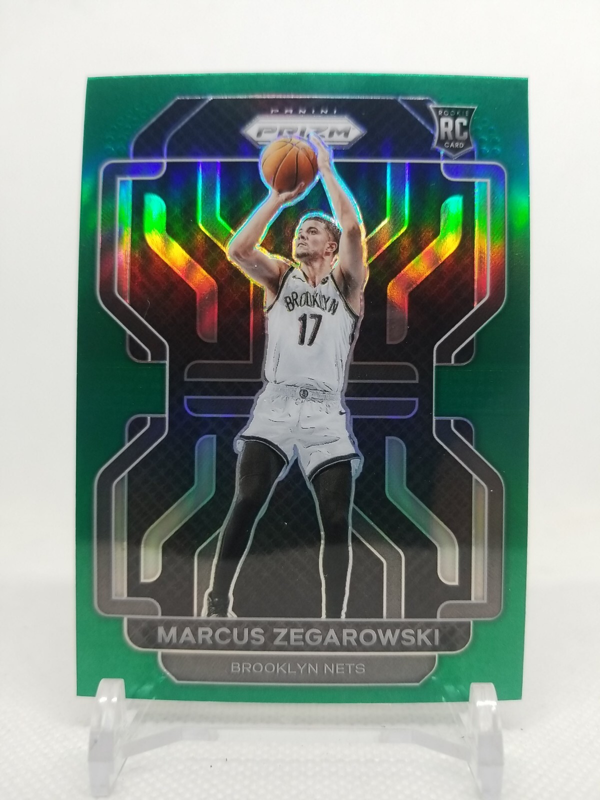 2021-22 Panini Prizm Marcus Zegarowski Green Prizm Rookie Card #300 NETS
