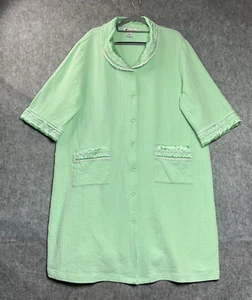 Go Softly Patio Nightgown Womens Extra Large Green Snap Pockets House Dress Robe - Picture 1 of 9