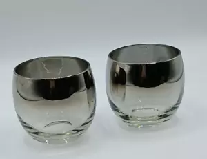 Vintage Set 2 Silber Ombre Fade Mercury Roly Poly 10 Oz. Rocks Gläser Barware - Bild 1 von 7