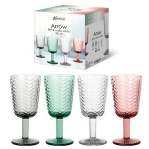 Set 4 Pezzi Bicchieri Calici in Vetro Arrow Colorati 300 ml - Foto 1 di 1