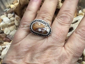 Wild Horse Magnesite Silver Half Dollar Coin Ring - Picture 1 of 6