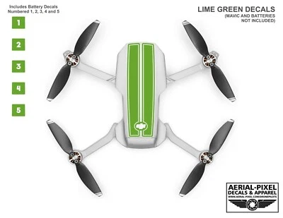 DJI Mavic Mini / Mini 2 Racing Stripes + Battery Decals Number #1-5 Sticker Skin - Image 1 of 4