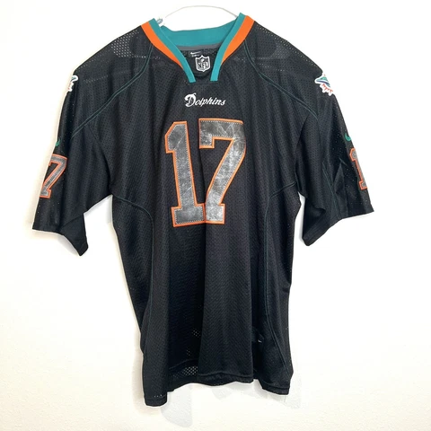 Dolphins Ryan Tannehill  NFL Nike Black Orange Brindle Embroidered Jersey 52 Cover