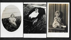#119 RPPC 3 piezas. Bebé en cochecito, posando para foto y ensuciándose - Imagen 1 de 2