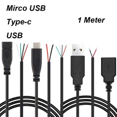 2/4 core 1meter Micro USB Type A Male Female Type-C Adapter Repair Welding Wire - Image 1 of 4