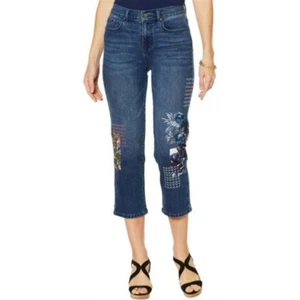 DG2 By Diane Gilman Women's Jeans Classic Stretch Embroidered, Indigo, 2 - Picture 1 of 4