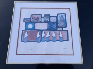 Vtg Hand Signed Amram Ebgi PRAYERS II Framed Numbered Lithograph 20x20” - Picture 1 of 6